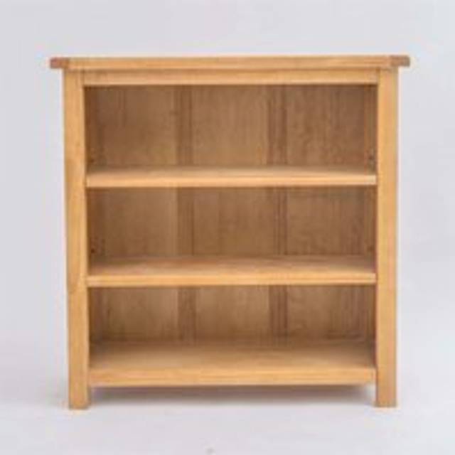 Low Bookcase Dark Oak Living Room Furniture Office Adjustable Shelves Wood Unit