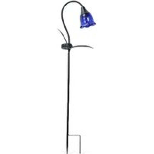 Valuelights - Large Solar Powered Outdoor Garden Blue Tulip Lantern Spike Light Floral Stake Light