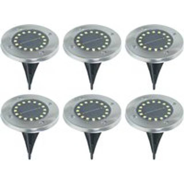 Valuelights - Set of 6 - Solar Decking Lights, Solar Powered Ground Lights Garden Path Lighting, Cool White