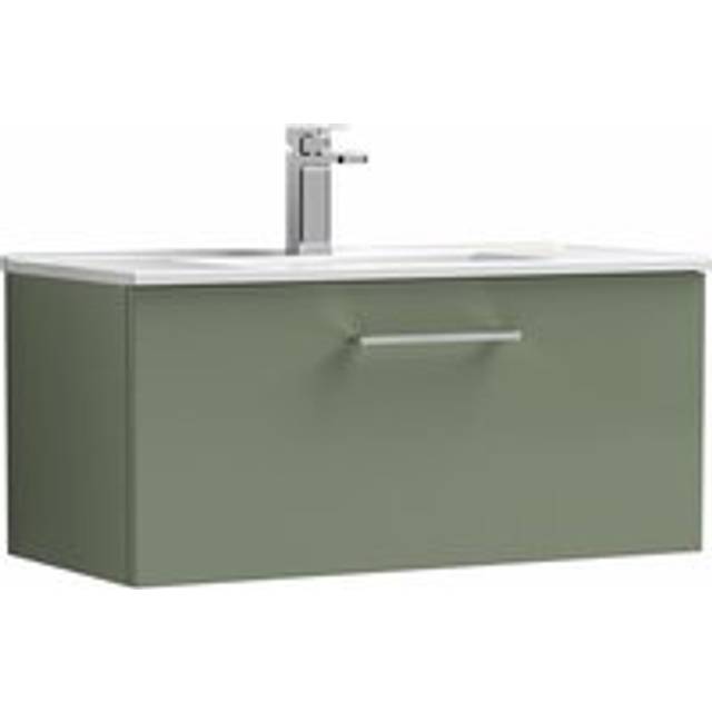 Arno Wall Hung 1-Drawer Vanity Unit with Basin-2 800mm Wide - Satin Green - Nuie