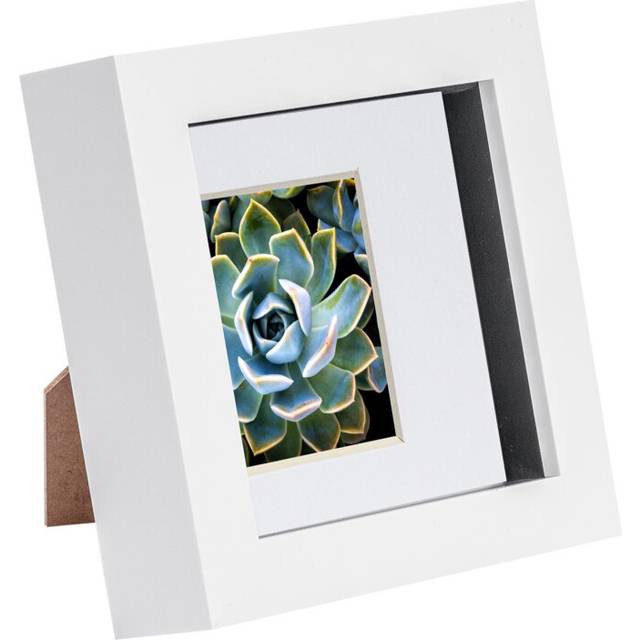 Nicola Spring - 3D Box Photo Frame - Mount - White (12.5cm H x 12.5cm W x 3.5cm D)
