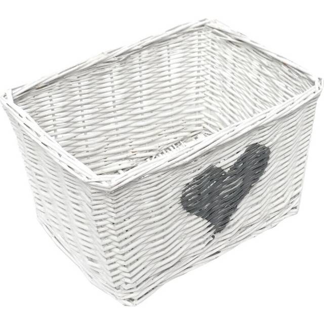 Topfurnishing - Heart Full Wicker Willow Wedding Xmas Hamper Storage Basket [White,Medium 29x19x18cm]