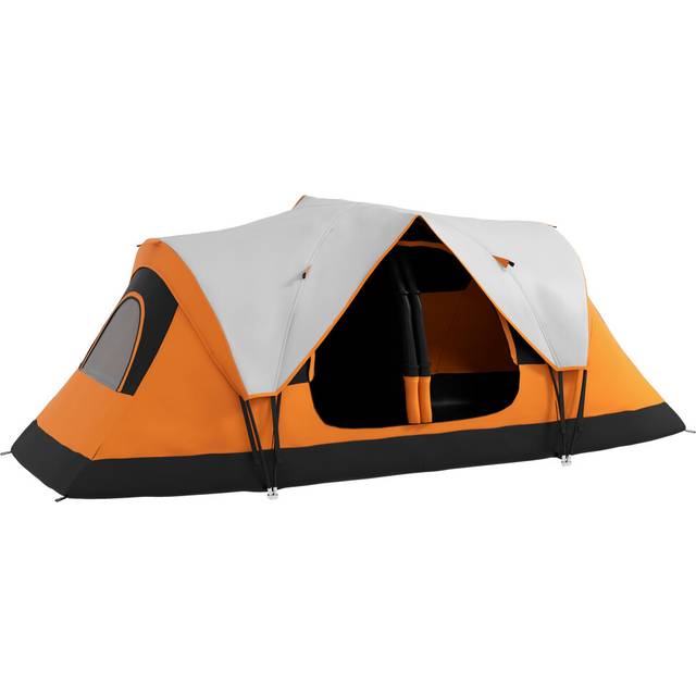 Outsunny 2 Room Camping Tent w/ Waterproof Rainfly - Orange, Orange
