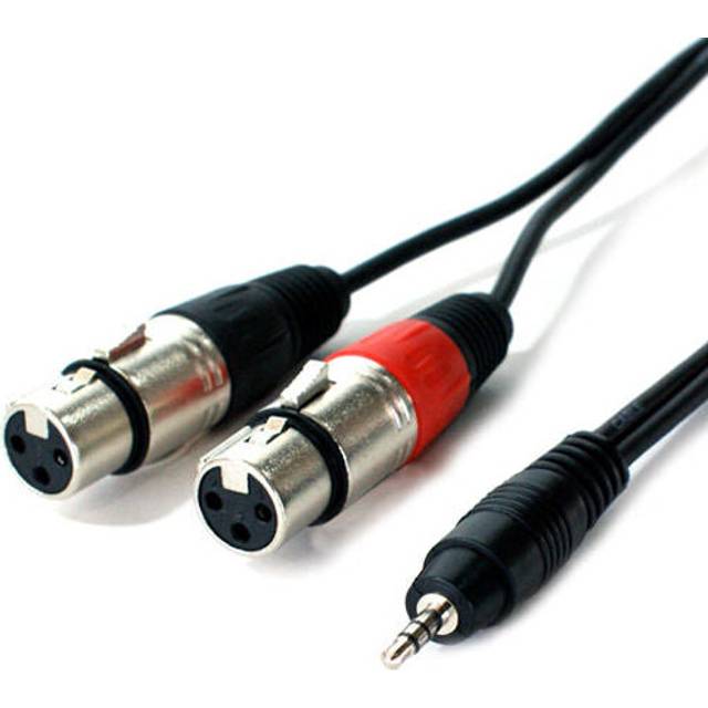 1m 3.5mm Stereo Jack Plug to 2x XLR Female Splitter Cable Lead Laptop Mixer Amp