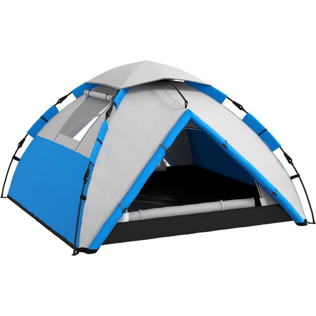 Outsunny 3-4 Man Camping Tent Portable w/ Bag - Blue, Blue