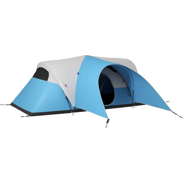 5-6 Man Camping Tent, 3000mm Waterproof Family Tent with Porch and Sewn in Groundsheet, Portable with Bag, for Fishing Hiking Festival - Blue - One Size