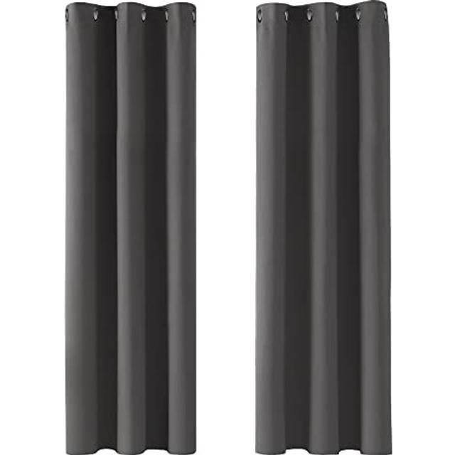 Noise Reducation Curtains Eyelet Blackout Curtains Blackout Ring Top Curtains Nursery Curtains for Wedding Dark Grey 42 x 72 Inch 2 Panels
