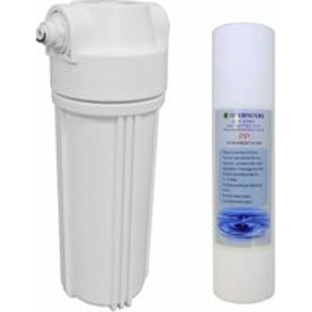 "10"" Standard White Water Filter Housing with 1/2"" Female Ports & 5 Micron Sediment Filter (Fittings Included for 1/4"" Push Fit Connection)"