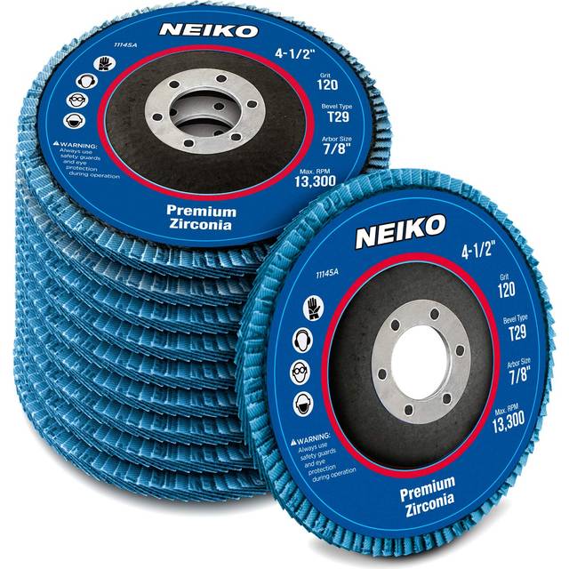 NEIKO 11145A 10 Pack Zirconia Flap Discs 4-12 for Angle grinder  120 grit Flapper Wheel  Angled T29 grinding Wheel 45 Inch Flap Disc  78 Arbor grindin