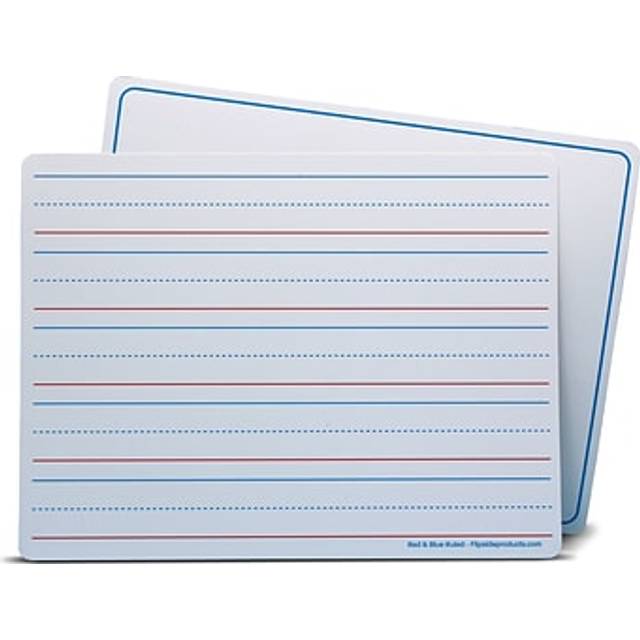 "Flipside Products Magnetic Dry Erase Learning Mat  Two-Sided Red & Blue Ruled/Plain  9"""" x 12""""  Pack of 24"