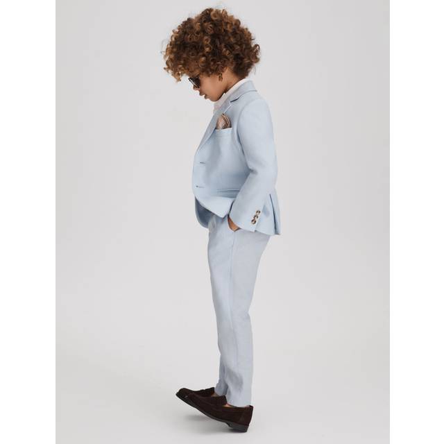 Reiss Kids' Kin Mixer Linen Trousers, Soft Blue