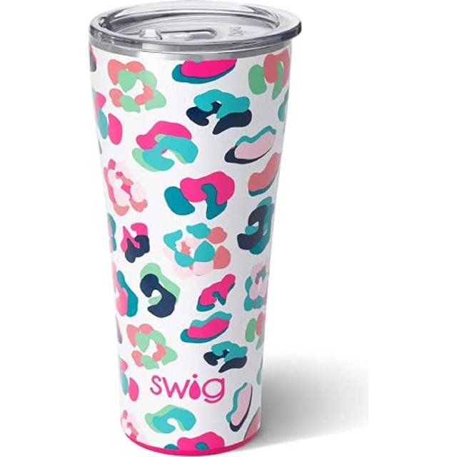 Swig Life 32oz Insulated Tumbler  Travel Coffee Tumbler with Lid  Cup Holder Friendly Travel Coffee Mug  Stainless Steel Thermos with Lid (Party Anima