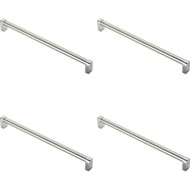 4x Round Tube Pull Handle 336 x 16mm 320mm Fixing Centres Satin Nickel & Chrome