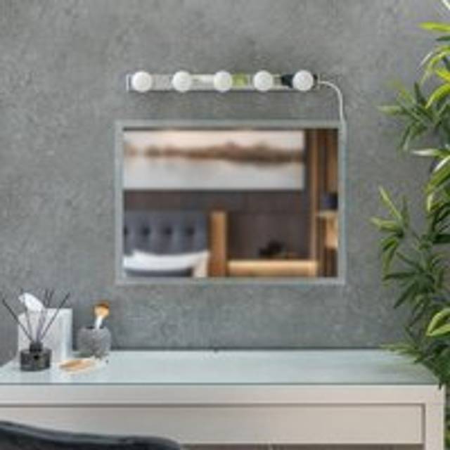 Valuelights - Plug in Silver Chrome Hollywood Make Up Dressing Table Vanity Wall Light Glass Globe Lamp Shade - Bulbs Included