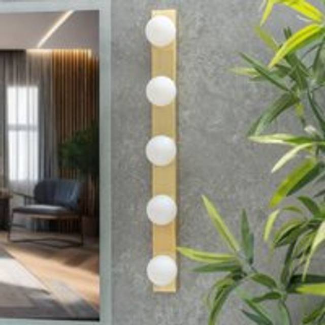 Brushed Gold Hollywood Make Up Dressing Table Vanity Light IP44 Wall Light - Bulbs Included - One Size