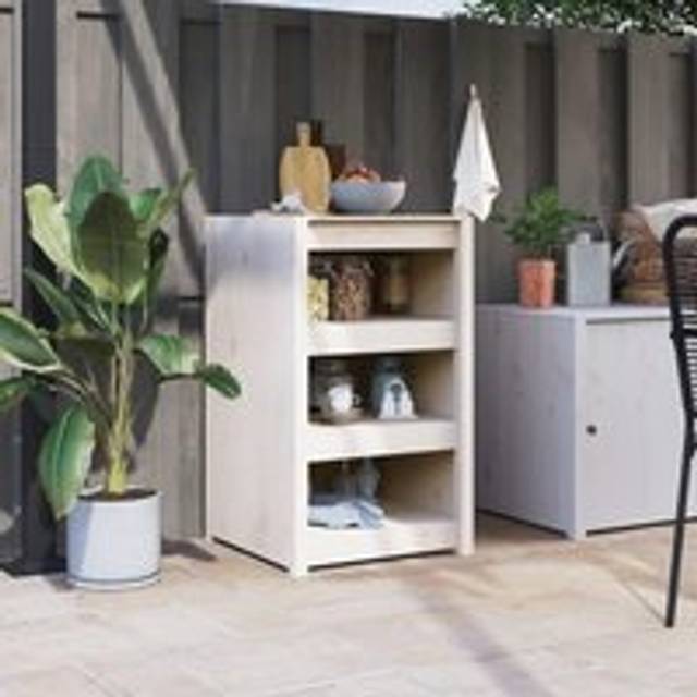 Outdoor Kitchen Cabinet White 55x55x92 cm Solid Wood Pine - One Size
