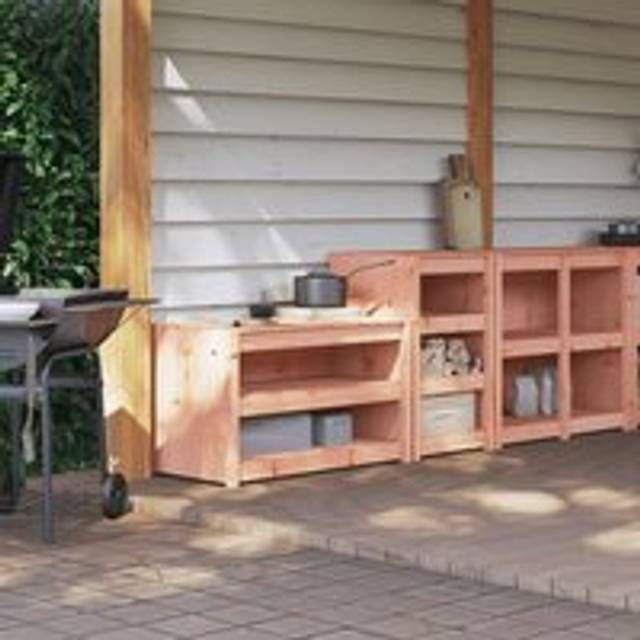 Outdoor Kitchen Cabinets 2 pcs Solid Wood Douglas - Brown - One Size