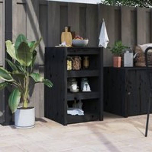 Outdoor Kitchen Cabinet Black 55x55x92 cm Solid Wood Pine - One Size