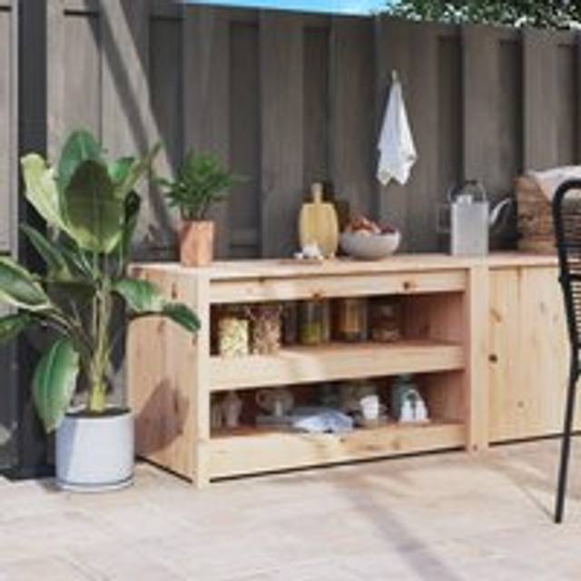 Outdoor Kitchen Cabinet 106x55x64 cm Solid Wood Pine - Brown - One Size