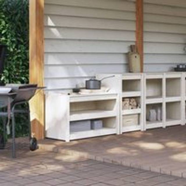 Outdoor Kitchen Cabinets 2 pcs White Solid Wood Pine - One Size