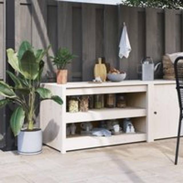 Outdoor Kitchen Cabinet White 106x55x64 cm Solid Wood Pine - One Size