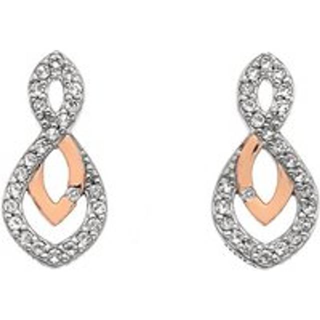 Hot Diamonds Harmony White Topaz Rose Gold Plated Earrings D - Silver