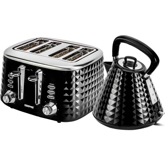 Geepas 4 Slice Bread Toaster & 1.7L Cordless Electric Kettle Combo Set - White (4 - Slice)