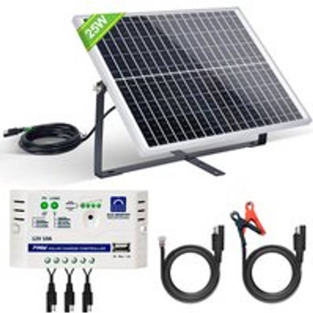 ECO-WORTHY Solar Panel Kit 25W 18V Mono Solar PV Panel 25W with 10A Controller for Car RV Home Battery Charging