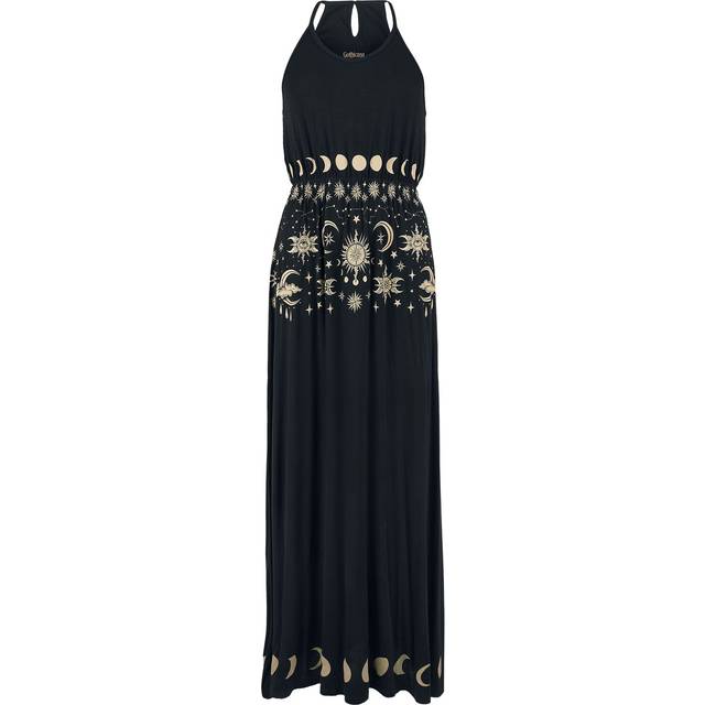 Gothicana by EMP - Gothic Long dress - Maxi-Dress with Sun, Moon and Stars Print - S to XXL - for Women - black