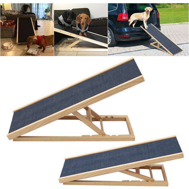 (100cm(4 Height Adjustable)) Folding Dog Ramp, Safety Ramps with Non-slip Surface, Height Adjustable, Lightweight Portable Pet Ramp for Cars, Trucks a