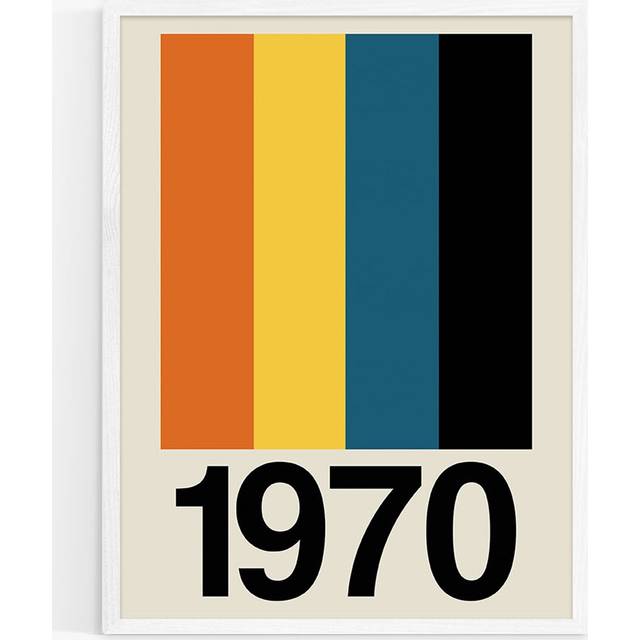 EAST END PRINTS Frances Collett 'Retro Stripe 1970' Framed Print