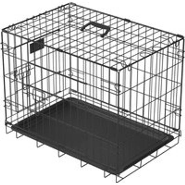 Briefness - Dog Cage Crate Pet Metal Folding Cage with 2 Doors (Front & Side) with Chew Resistant Plastic Base Tray and Carrier Handle – Heavy Duty
