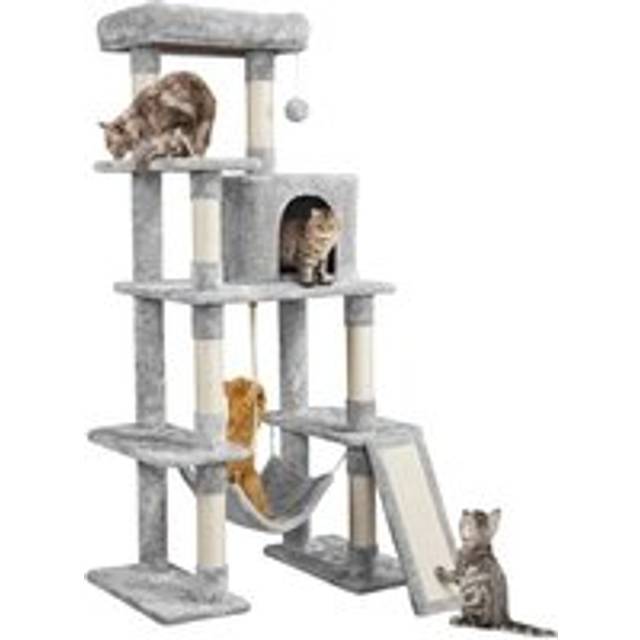 63in Tall Cat Tree Large Cat Tower, Light Gray - Yaheetech