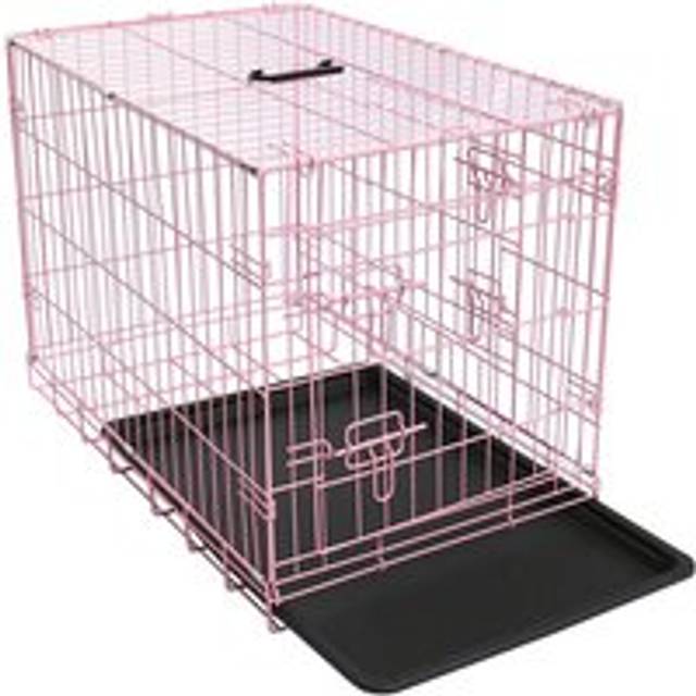 Green Bay - Pet Puppy Crate Folding Dog Training Travel Cage with Detachable Tray 48' Pink