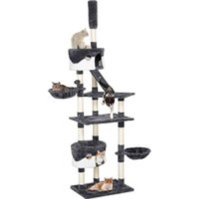 Yaheetech - 100.5-inch Large Cat Tree Cat Furniture, Dark Gray & White