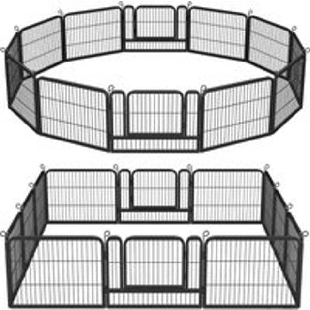 Yaheetech - Heavy Duty 12 Panels Pet Playpen Dog Exercise Pen w/Door, 80cm w x 60cm h, Black