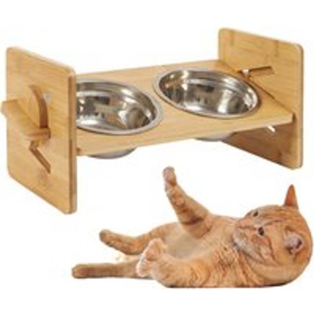Bingo Paw - BingoPaw Pet Dog Cat Food Feeding Stand Station Stainless Double Raised Bowls Dish Holder