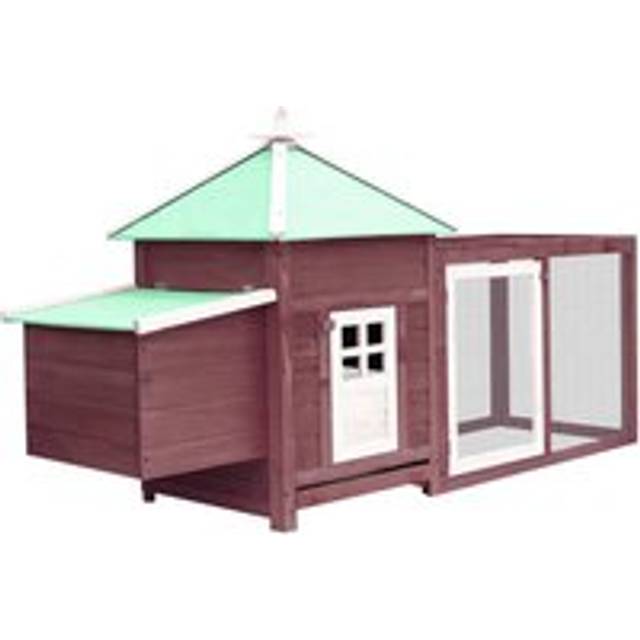 Chicken Coop with Nest Box Mocha 190x72x102 cm Solid Firwood - Brown - One Size