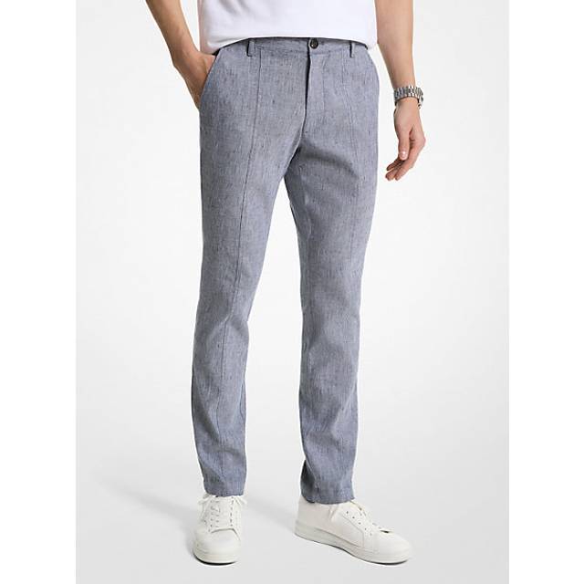 MK Linen Blend Trousers - Blue - Michael Kors - 36x32