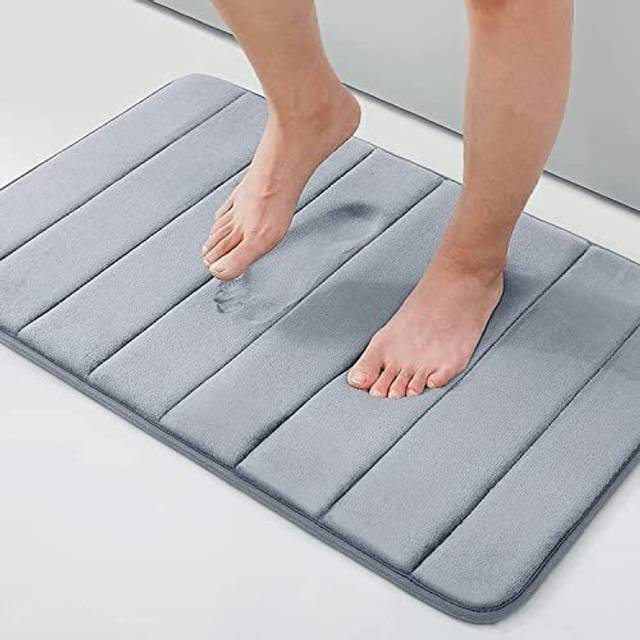Memory Foam Bath Mat, 40 x 60 cm, Extra Soft Non-Slip Bathroom Mat, Super Absorbent Bath Mats for Bathroom Floor, Machine-Washable Dry Bath Rug Foot