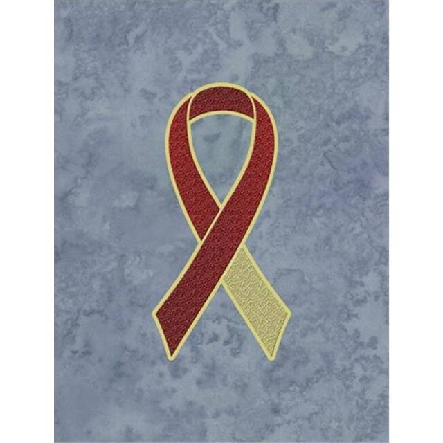 Burgundy and Ivory Ribbon for Head and Neck Cancer Awareness Canvas House Flag Size - 28 x 40 In.