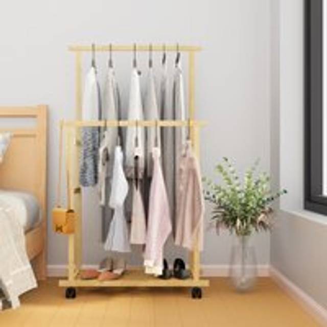 Unho - Heavy Duty Clothes Rail Double Layer Garment Hanging Display Stand Rack Wardrobe