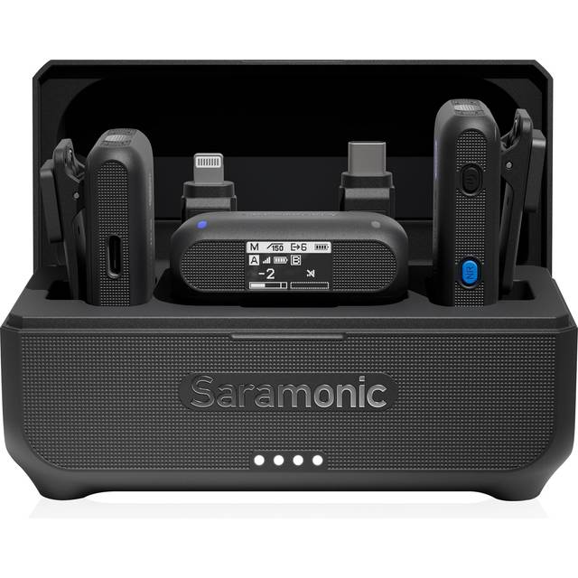 Saramonic BLINK500B2+ Wireless Lavalier Microphone for iPhone Android Type-C Smartphone Camera, 492ft Range, 20h Battery Life, Clip on Wireless Lapel