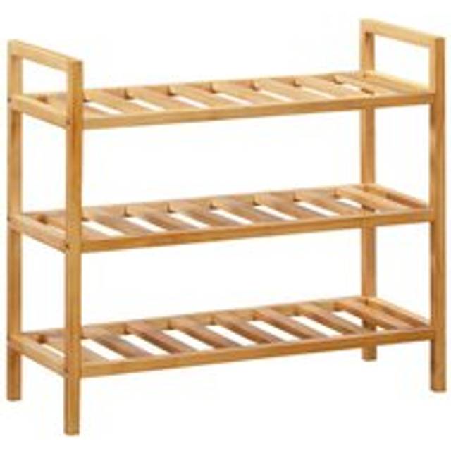 Hallowood furniture stackable shoe storage rack, wide wooden organiser, 3 shelf