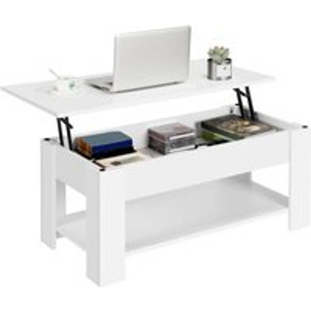 Lift Up Top Coffee Table for Living Room Furniture, White - Yaheetech