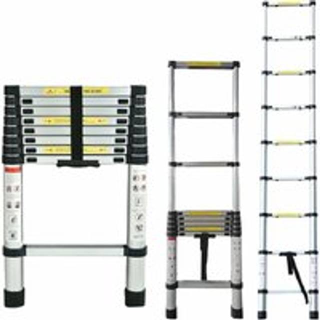 Telescoping Ladder, 2.6M Multi-Purpose Folding Telescopic Ladder Extendable Tall Multi Purpose Loft Ladder, Stainless Steel Retractable Foldable Step