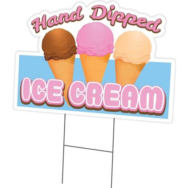 SignMission C-DC-1824-DS-Hand Dipped Ice Cream19 18 x 24 in. Yard Sign & Stake - Hand Dipped Ice Cream