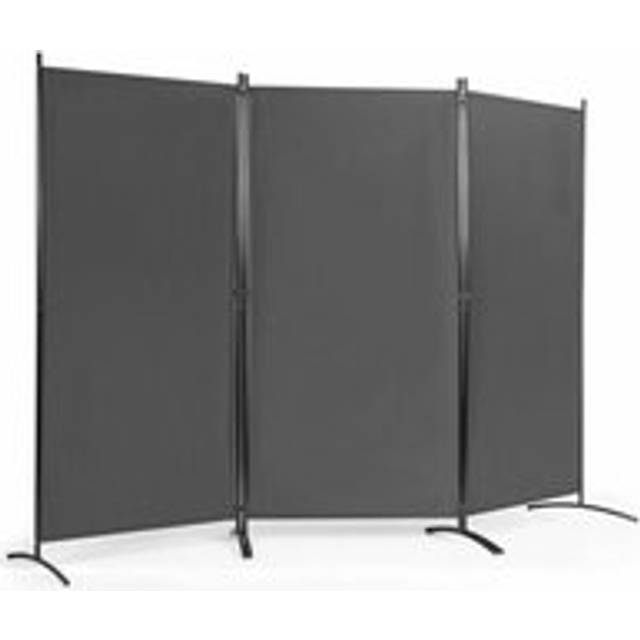 Paravent sur Pied 3 Panneaux Pliable,Brise Vue,Cloison de Séparation Pièce Protéger Privée, 260 x 183 cm Gris - Costway