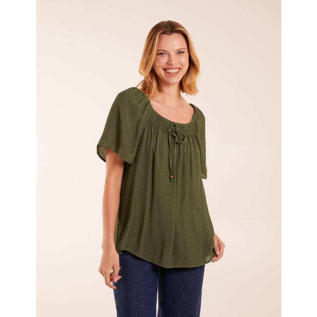 Shirred At Front Swing Top - Khaki - Medium - Blue Vanilla