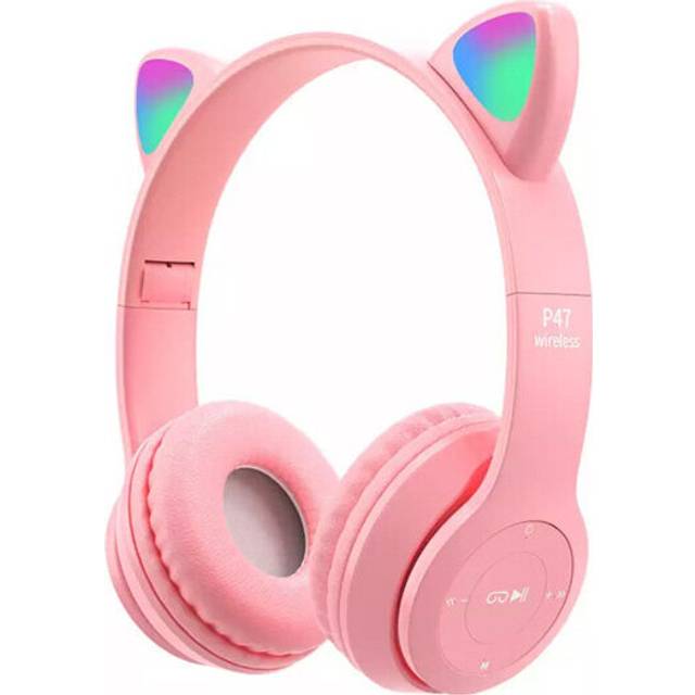 (a-Pink) Bluetooth 5.0 Earphones Cat Ear Gaming Earphone Wired Headset Gamer Hifi Sports Headphones Blutooth Wireless Earbuds